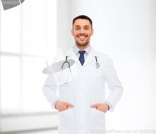 Image of smiling male doctor with stethoscope