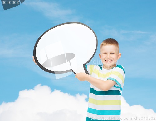 Image of smiling little boy with blank text bubble