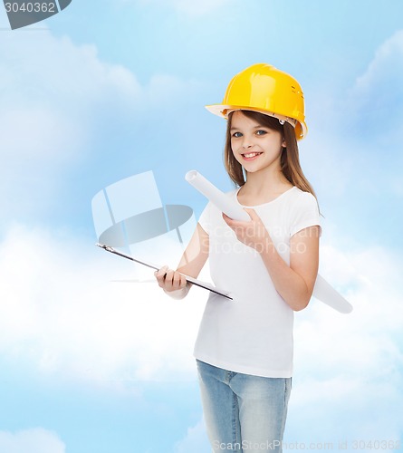 Image of smiling little girl in protective helmet