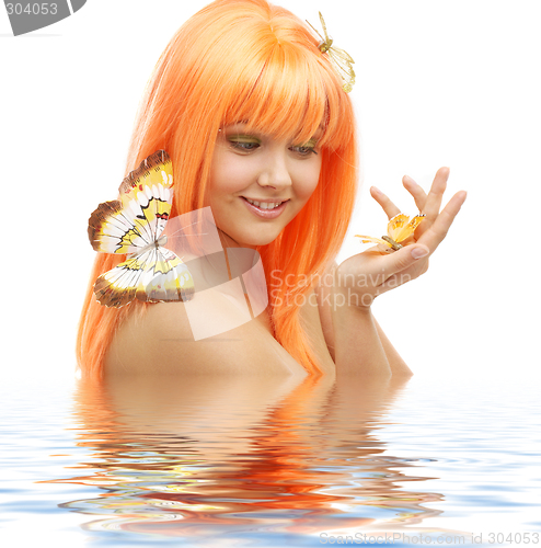 Image of butterfly girl in water