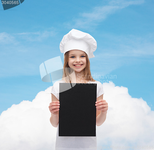 Image of little cook or baker with blank black paper