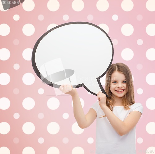 Image of smiling little girl with blank text bubble