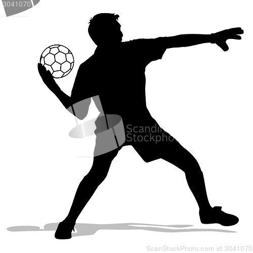 Image of silhouettes of soccer players with the ball. Vector illustration