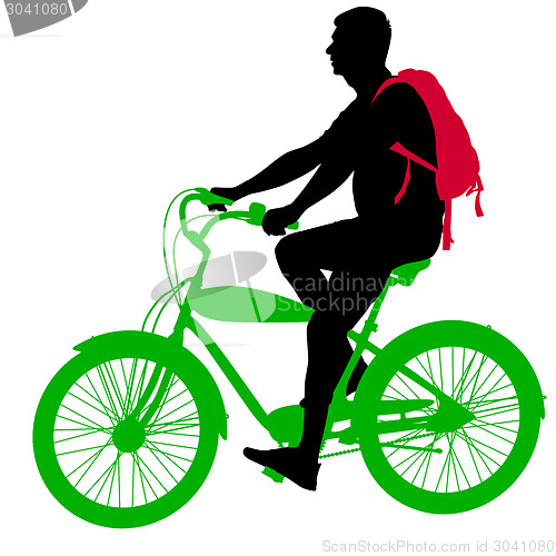 Image of Silhouette of a cyclist male.  vector illustration.