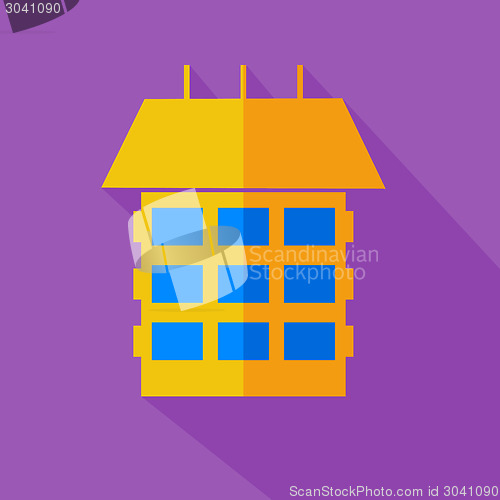 Image of Modern flat design concept icon. Modern style yellow house. Vect