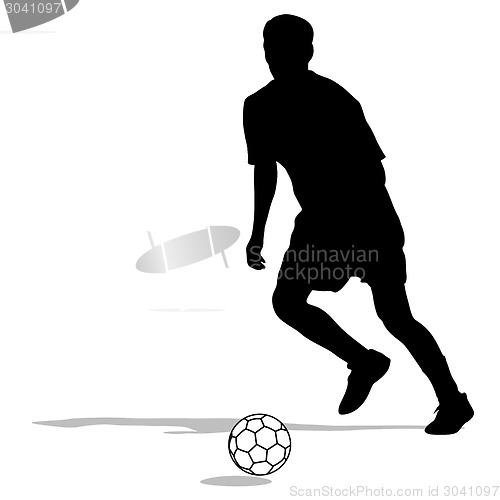 Image of silhouettes of soccer players with the ball. Vector illustration