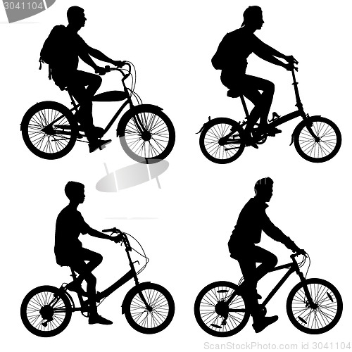 Image of Set silhouette of a cyclist male and female.  vector illustratio