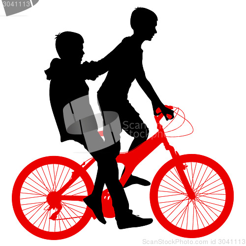 Image of Silhouette of a cyclist male.  vector illustration.