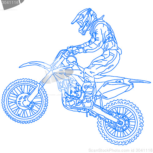 Image of silhouettes Motocross rider on a motorcycle. Vector illustration