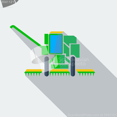 Image of Modern flat design concept icon combine harvester. Vector illust