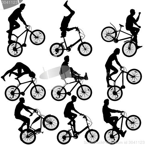 Image of Set silhouette of a cyclist male and female.  vector illustratio