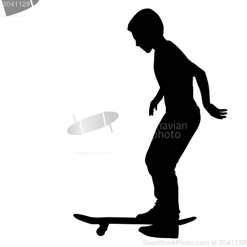 Image of Set of skateboarders silhouette. Vector illustration.