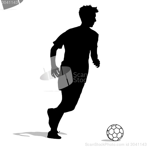 Image of silhouettes of soccer players with the ball. Vector illustration