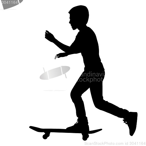 Image of Set of skateboarders silhouette. Vector illustration.