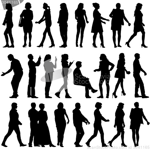 Image of Black silhouettes of beautiful mans and womans on white backgrou