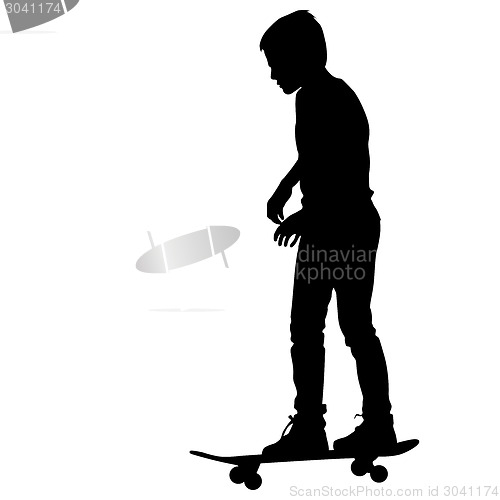 Image of Set of skateboarders silhouette. Vector illustration.