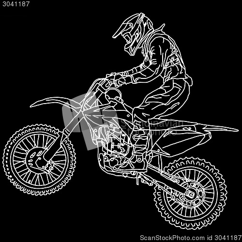 Image of silhouettes Motocross rider on a motorcycle. Vector illustration