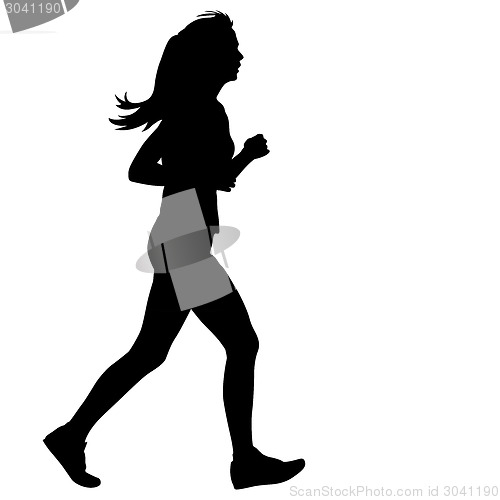 Image of Silhouettes. Runners on sprint, women. vector illustration.