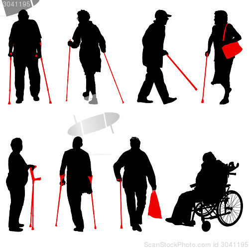 Image of Silhouette of disabled people on a white background. Vector illu