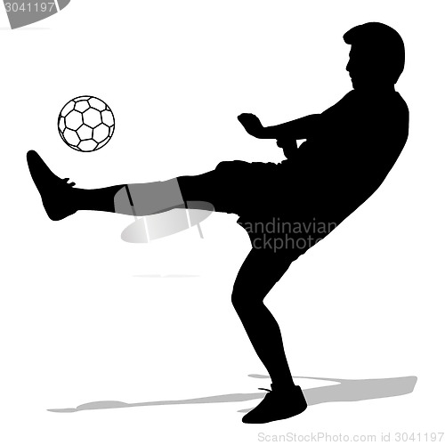 Image of silhouettes of soccer players with the ball. Vector illustration