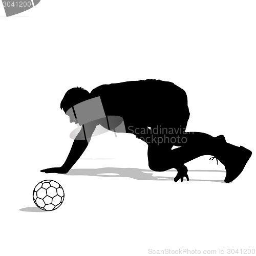 Image of silhouettes of soccer players with the ball. Vector illustration