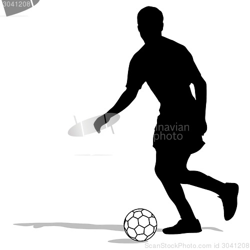 Image of silhouettes of soccer players with the ball. Vector illustration