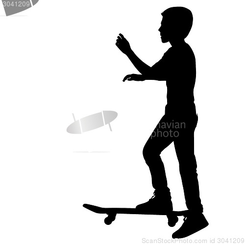 Image of Set of skateboarders silhouette. Vector illustration.