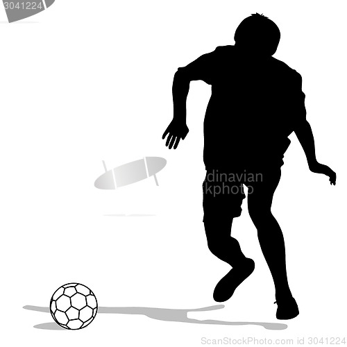 Image of silhouettes of soccer players with the ball. Vector illustration