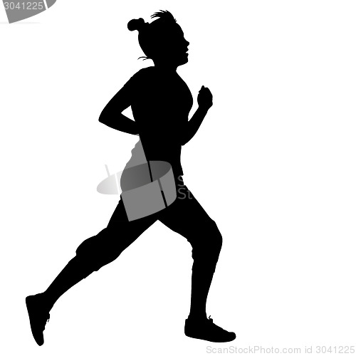 Image of Silhouettes. Runners on sprint, women. vector illustration.