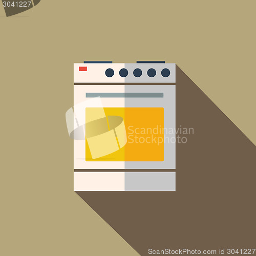 Image of Modern flat design concept icon kitchen stove oven. Vector illus