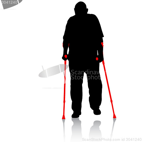 Image of Silhouette of disabled people on a white background. Vector illu