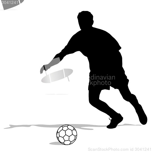 Image of silhouettes of soccer players with the ball. Vector illustration