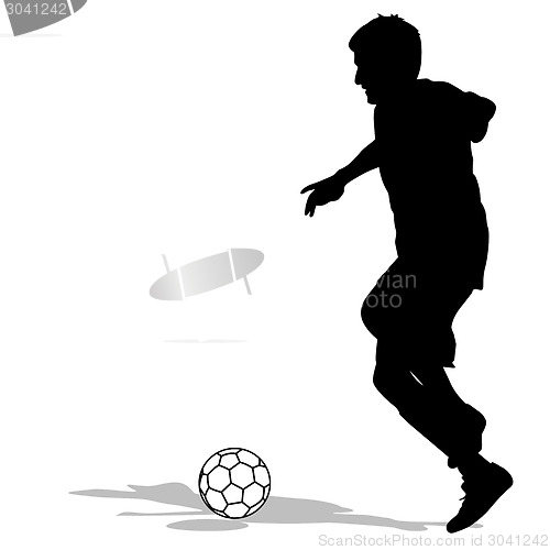 Image of silhouettes of soccer players with the ball. Vector illustration