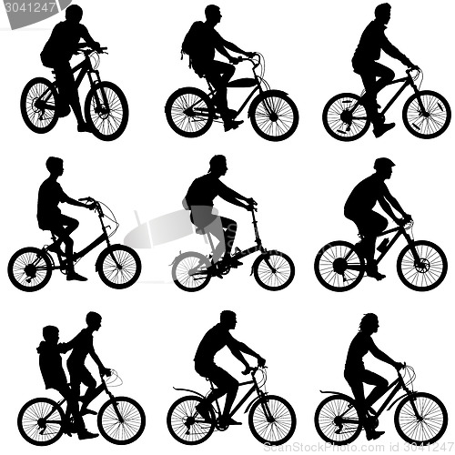 Image of Set silhouette of a cyclist male and female.  vector illustratio