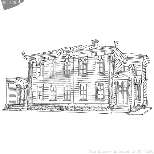 Image of Drawing, sketch of a house. Vector illustration.