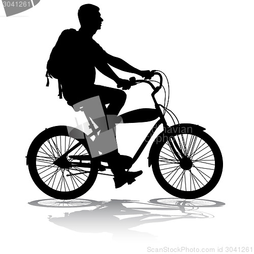 Image of Silhouette of a cyclist male.  vector illustration.