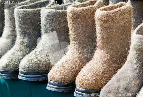 Image of Warm shoes made of felt (felt boots)