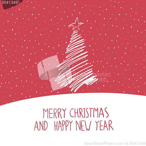 Image of Merry Christmas Greeting Card Hand Drawn Simple