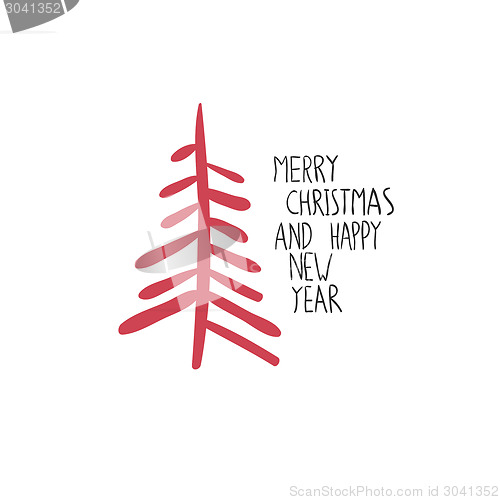 Image of Merry Christmas Greeting Card Hand Drawn Composition
