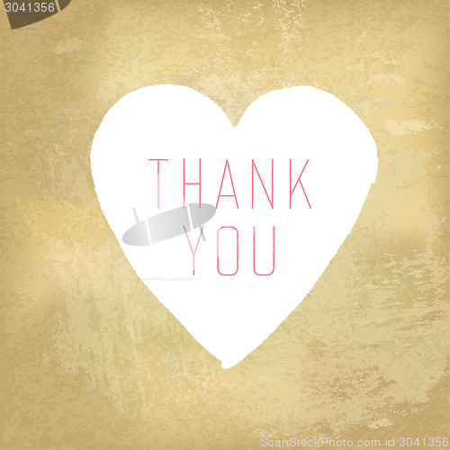Image of Thank You Card with Heart Symbol on Aged Paper Texture