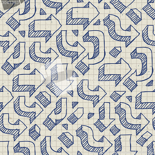 Image of Arrows Seamless Pattern on Paper of Exercise Book