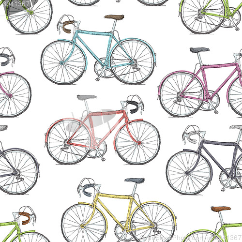 Image of Vintage Bicycle Hand Drawn Seamless Pattern