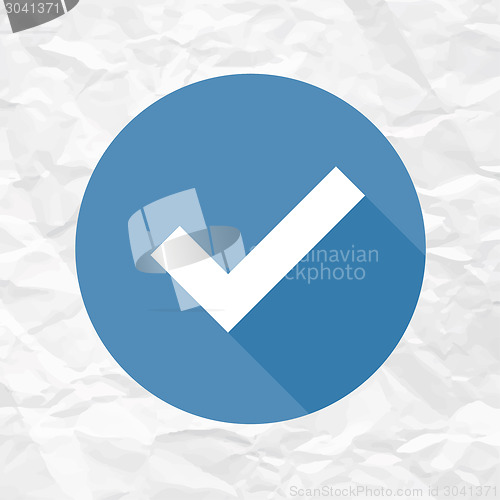 Image of Check Mark Icon on Crumpled Paper Texture