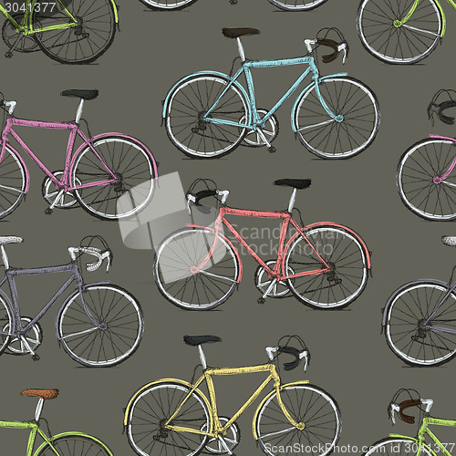 Image of Vintage Multi-Colored Bicycles Seamless Pattern