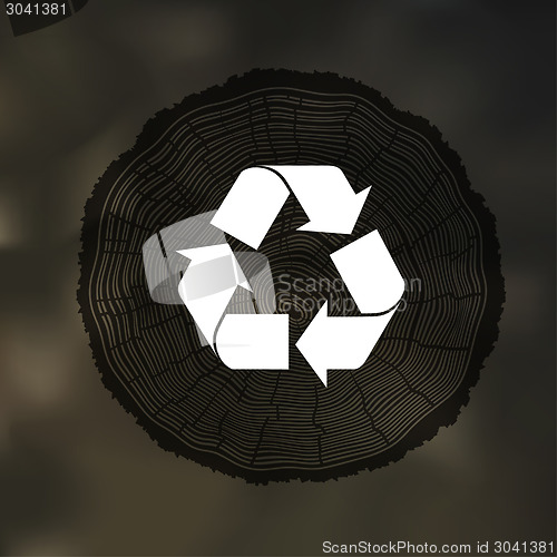 Image of Tree Rings background with Reuse Symbol. Template for annual rep