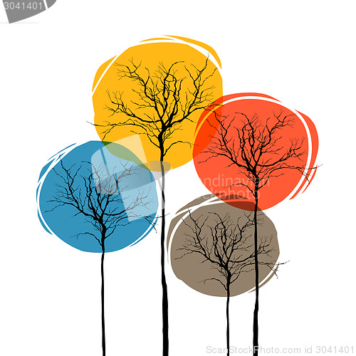 Image of Abstract Trees On White. Seasons Concept