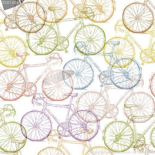 Image of Vintage Bicycle Hand Drawn Seamless Pattern