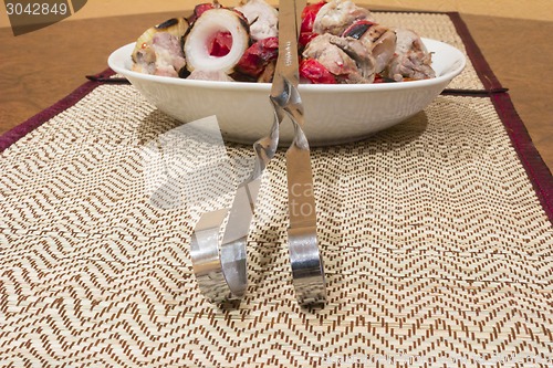 Image of  Shish kebab on a plate.