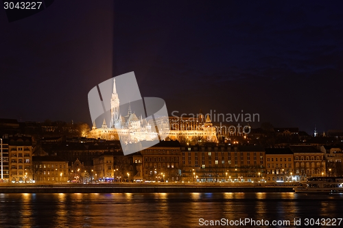 Image of Night view of the Mathias Church 