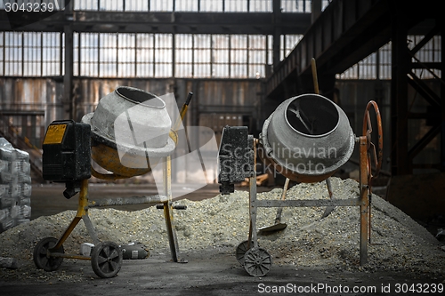 Image of Cement mixer at a construction site